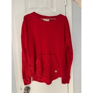 Michael‎ Kors Sweatshirt Womens M Thermal Pocket Crew Pullover Crimson Red NWT